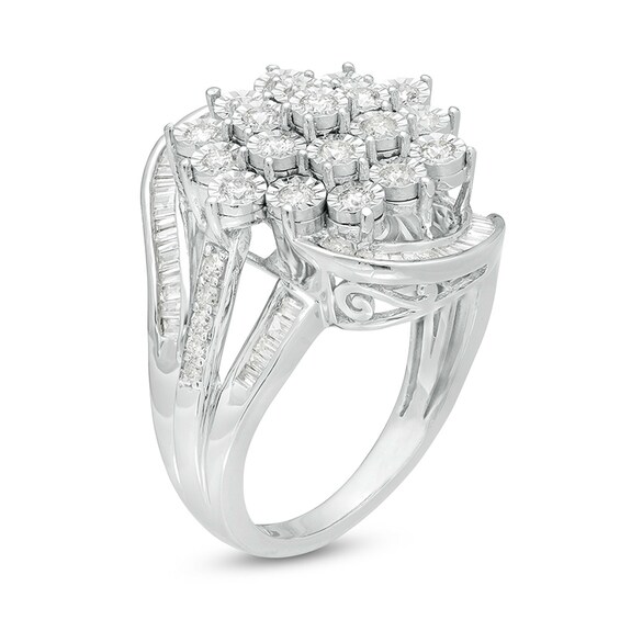 Previously Owned - 1 CT. T.w. Composite Diamond Bypass Ring in Sterling Silver