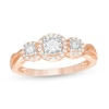 Thumbnail Image 1 of Previously Owned - 1/4 CT. T.W. Diamond Past Present Future® Frame Twist Engagement Ring in 10K Rose Gold