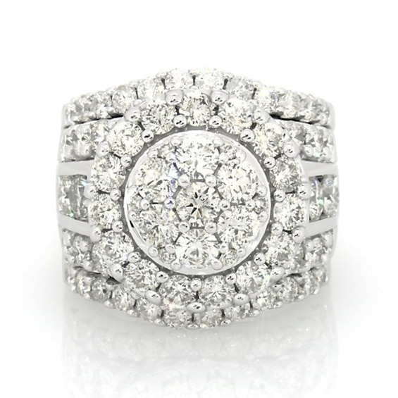 Previously Owned 5 CT. T.w. Composite Diamond Three-Piece Soldered Bridal Set in 10K White Gold