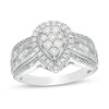 Thumbnail Image 1 of Previously Owned - 1/2 CT. T.W. Composite Diamond Pear Frame Multi-Row Engagement Ring in 10K White Gold