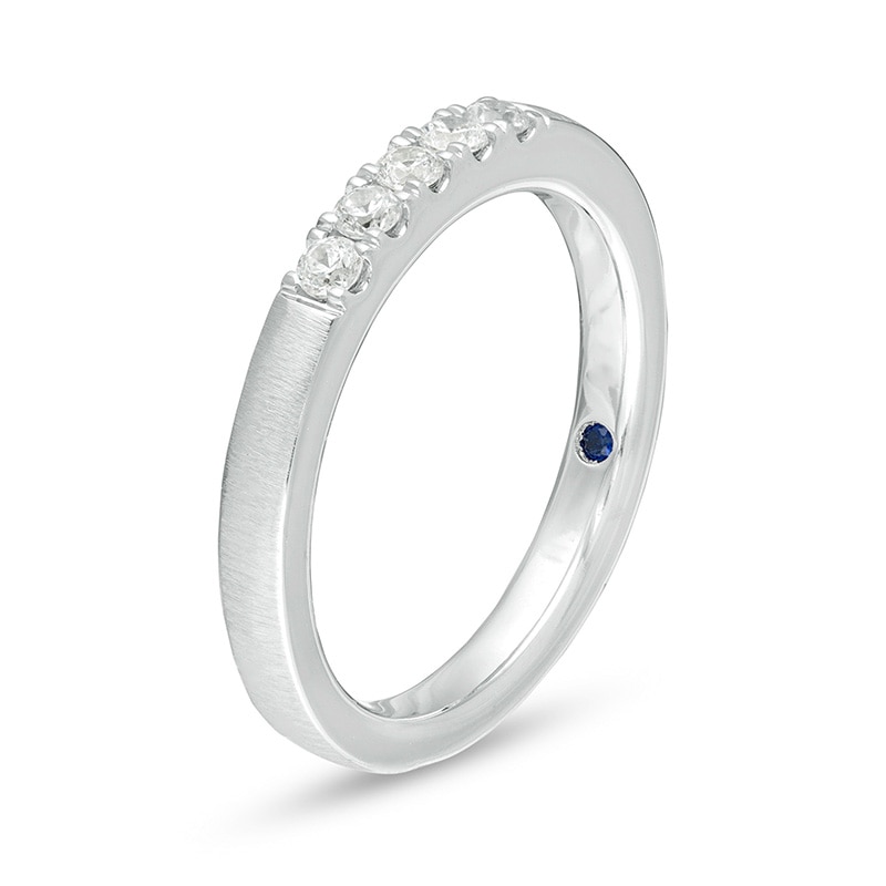 Main Image 2 of Previously Owned - Vera Wang Love Collection 1/5 CT. T.W. Diamond Five Stone Satin Anniversary Band in 14K White Gold