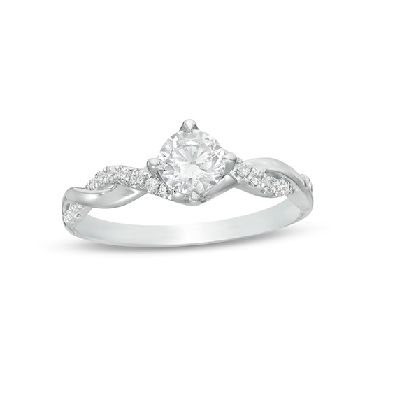 Previously Owned - 1/2 CT. T.w. Diamond Twist Shank Engagement Ring in 14K White Gold