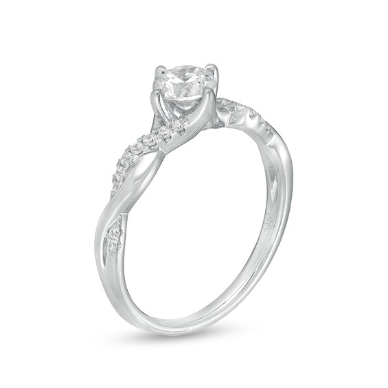 Previously Owned - 1/2 CT. T.w. Diamond Twist Shank Engagement Ring in 14K White Gold