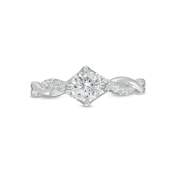 Previously Owned - 1/2 CT. T.w. Diamond Twist Shank Engagement Ring in 14K White Gold