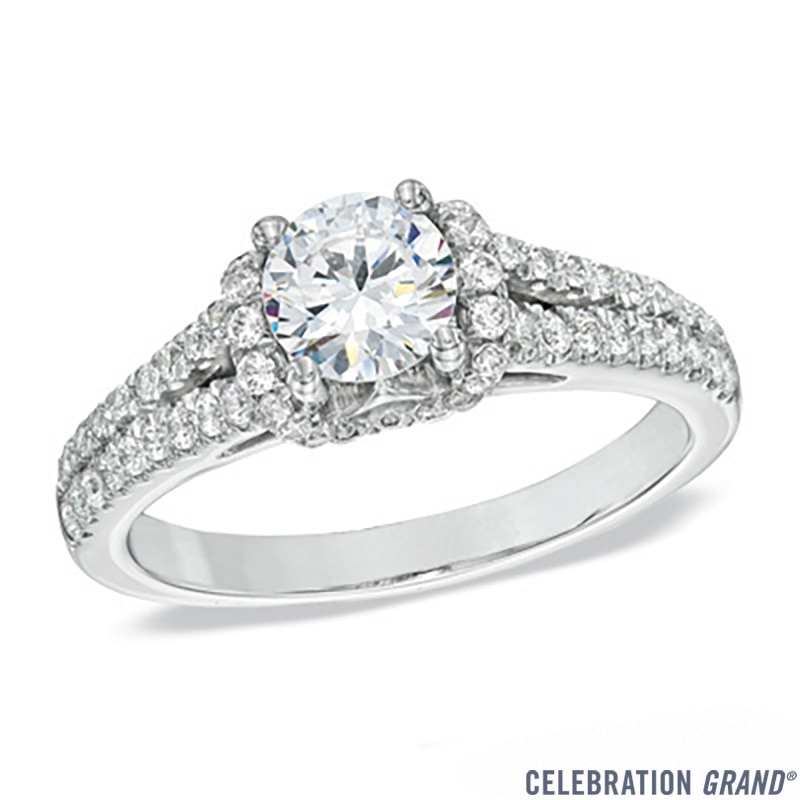 Main Image 1 of Previously Owned - Celebration Ideal 1-1/5 CT. T.W. Diamond Engagement Ring in 14K White Gold (I/I1)