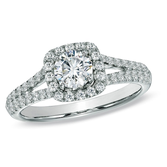 Previously Owned - Celebration Fire⢠1 CT. T.w. Diamond Split Shank Engagement Ring in 14K White Gold (H-I/Si1-Si2)
