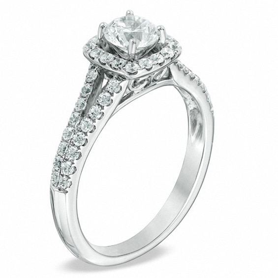 Previously Owned - Celebration Fireâ¢ 1 CT. T.w. Diamond Split Shank Engagement Ring in 14K White Gold (H-I/Si1-Si2)