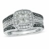 Thumbnail Image 1 of Previously Owned - 1 CT. T.W. Princess-Cut Quad Diamond Frame Bridal Set in 14K White Gold