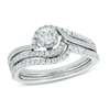 Thumbnail Image 1 of Previously Owned - 1/2 CT. T.W. Diamond Milgrain Swirl Frame Bridal Set in 10K White Gold