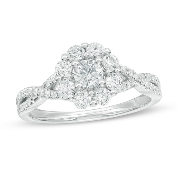 Previously Owned - 1 CT. T.w. Diamond Frame Engagement Ring in 14K White Gold (I/I2)