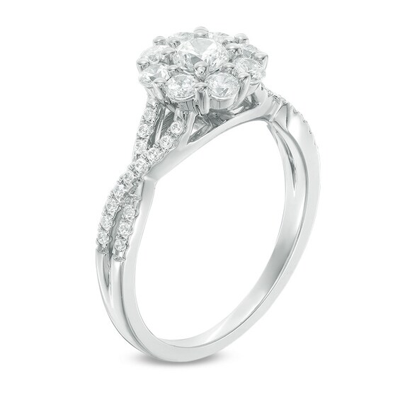Previously Owned - 1 CT. T.w. Diamond Frame Engagement Ring in 14K White Gold (I/I2)