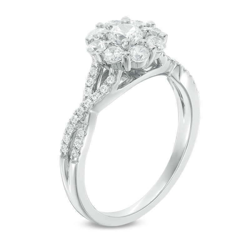 Previously Owned - 1 CT. T.W. Diamond Frame Engagement Ring in 14K White Gold (I/I2)
