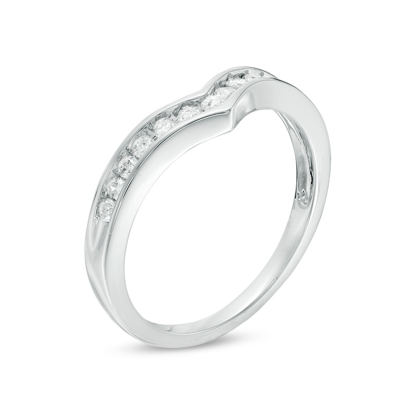 Main Image 2 of Previously Owned - 1/4 CT. T.W. Diamond Chevron Channel Band in 10K White Gold