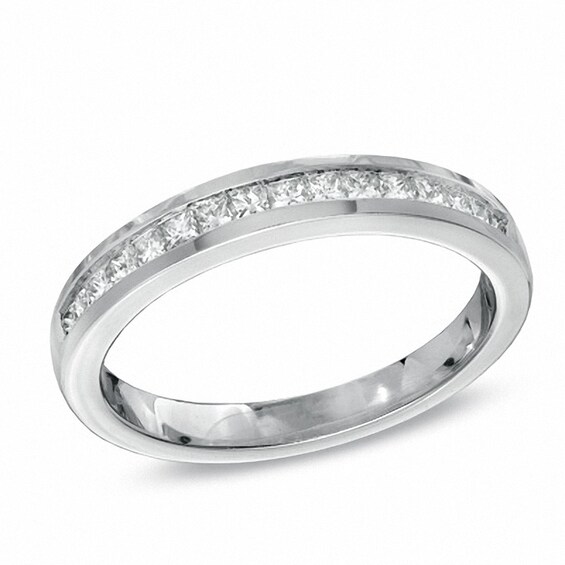 Previously Owned - 1-1/2 CT. T.w. Princess-Cut Diamond Bridge Bridal Set in 14K White Gold