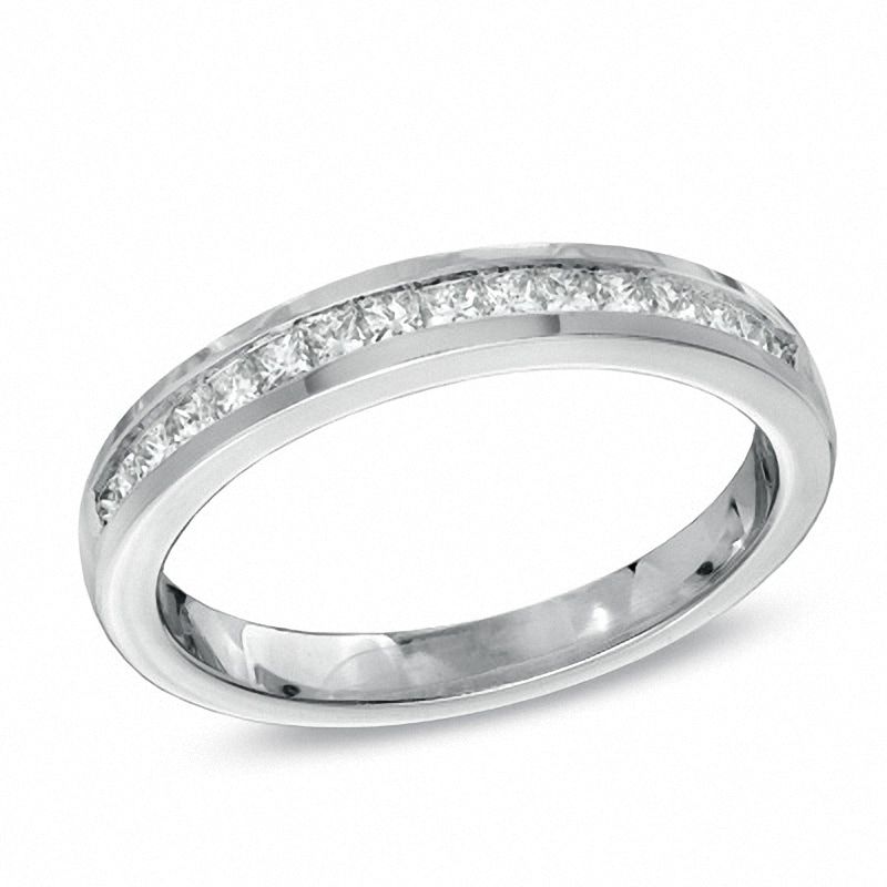 Main Image 4 of Previously Owned - 1-1/2 CT. T.W. Princess-Cut Diamond Bridge Bridal Set in 14K White Gold