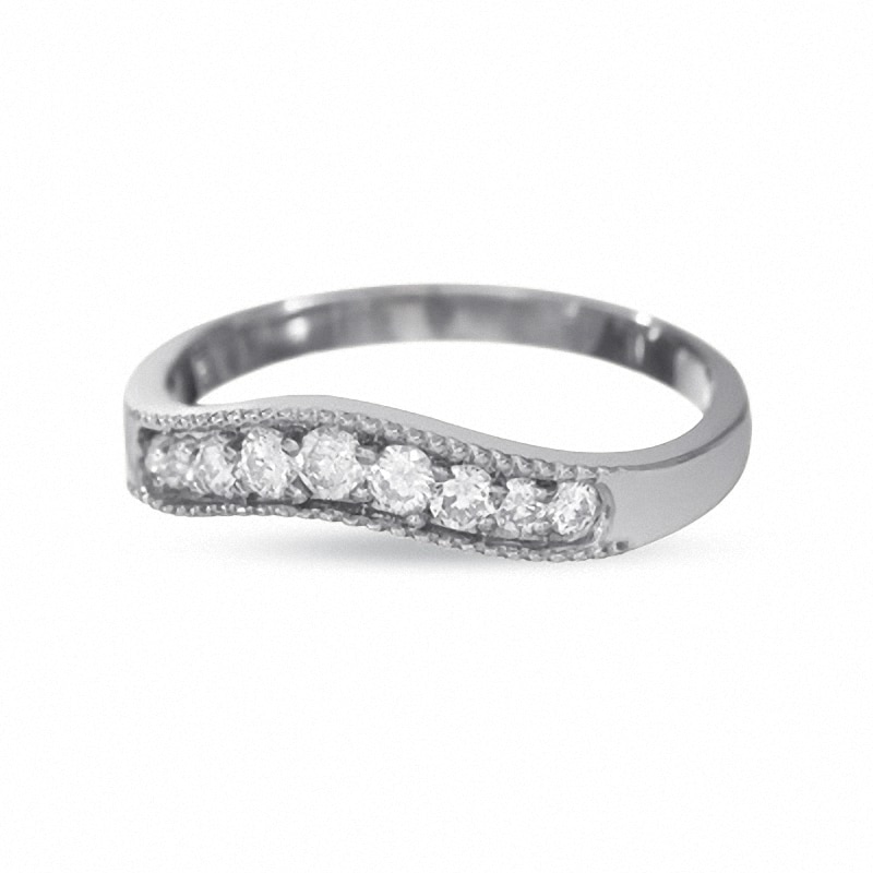 Main Image 3 of Previously Owned - 1/4 CT. T.W. Diamond Contour Band in 14K White Gold