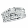 Thumbnail Image 1 of Previously Owned - 1-1/2 CT. T.W. Princess-Cut Diamond Bridge Bridal Set in 14K White Gold