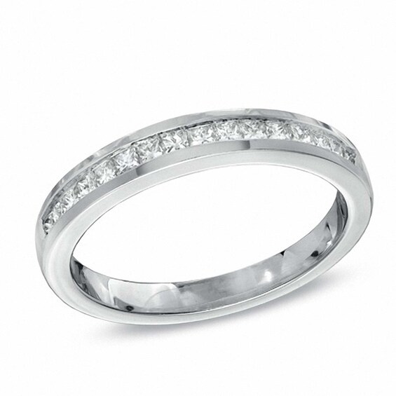 Previously Owned - 1-1/2 CT. T.w. Princess-Cut Diamond Bridge Bridal Set in 14K White Gold