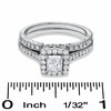 Thumbnail Image 3 of Previously Owned - Celebration Lux® 1 CT. T.W. Princess-Cut Diamond Framed Bridal Set in 18K White Gold (H-I/SI1-SI2)