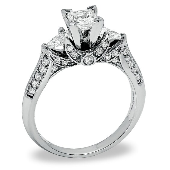Previously Owned - 1-1/6 CT. T.w. Princess-Cut Diamond Ring in 14K White Gold