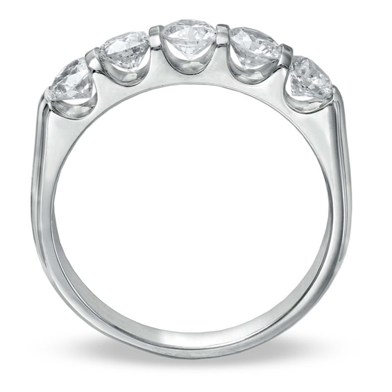 Previously Owned - 1 CT. T.w. Diamond Five Stone Bar Band in 14K White Gold