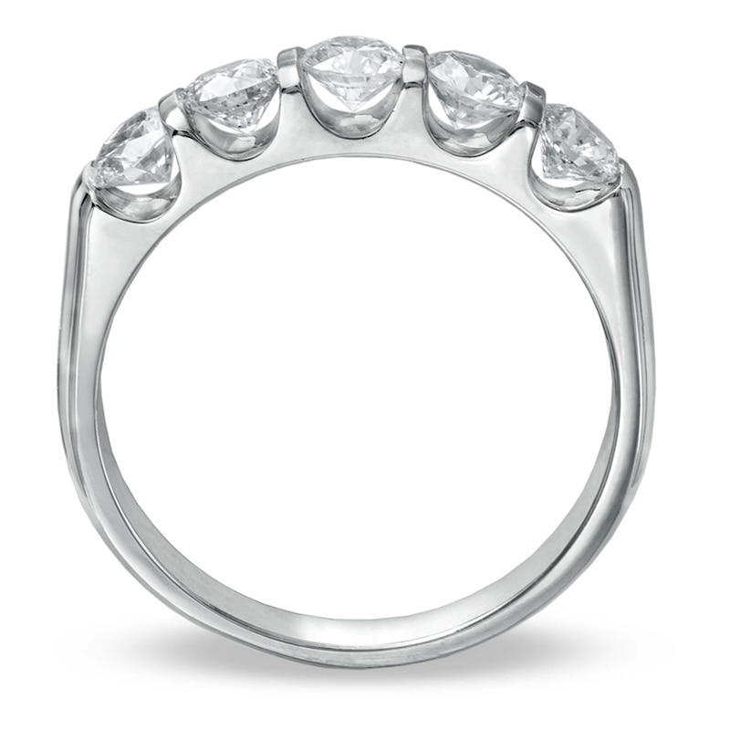Main Image 2 of Previously Owned - 1 CT. T.W. Diamond Five Stone Bar Band in 14K White Gold