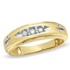 Thumbnail Image 1 of Previously Owned - 1/10 CT. T.W. Diamond Cross Wedding Band in 14K Gold