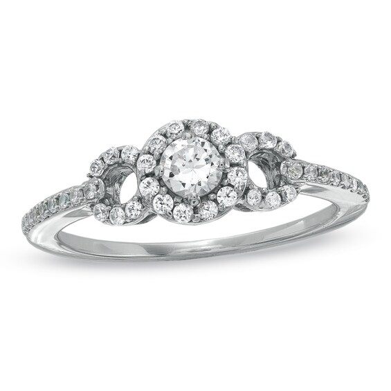 Previously Owned - 3/8 CT. T.w. Diamond Round Framed Promise Ring in 10K White Gold