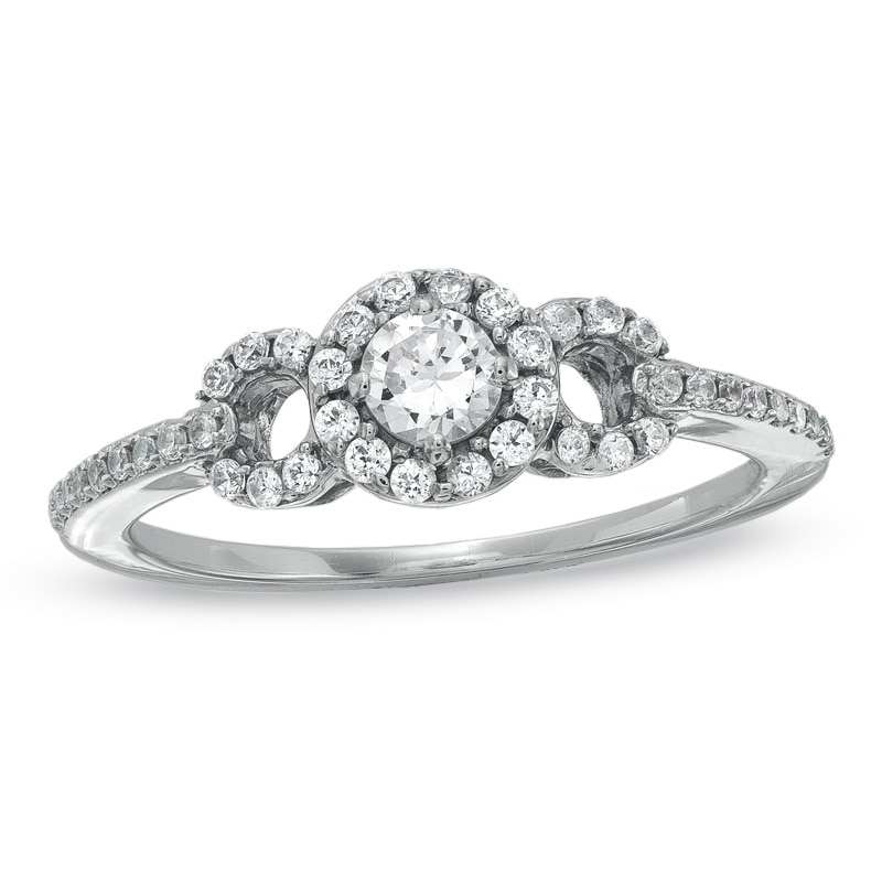 Main Image 1 of Previously Owned - 3/8 CT. T.W. Diamond Round Framed Promise Ring in 10K White Gold