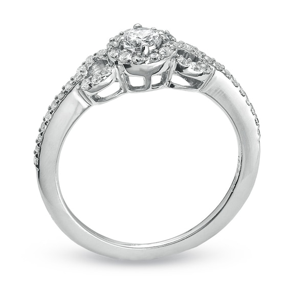 Previously Owned - 3/8 CT. T.w. Diamond Round Framed Promise Ring in 10K White Gold