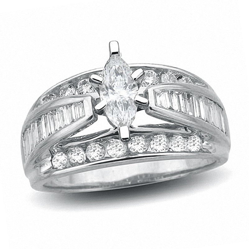 Main Image 1 of Previously Owned - 1-1/2 CT. T.W. Marquise Diamond Engagement Ring in 14K White Gold