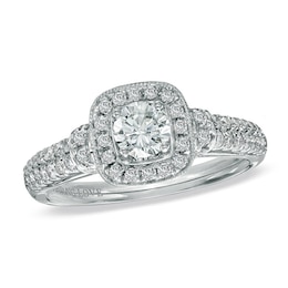 Previously Owned - Vera Wang Love Collection 3/4 CT. T.W. Diamond Frame Engagement Ring in 14K White Gold