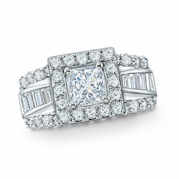 Previously Owned - 2 CT. T.W. Frame Square-Cut Diamond Engagement Ring in 14K White Gold