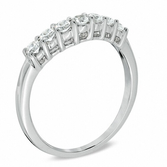 Previously Owned - 1/2 CT. T.w. Diamond Contour Wedding Band in 14K White Gold