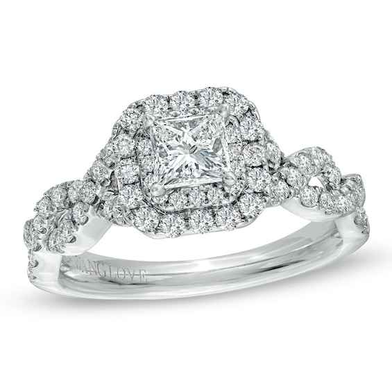Previously Owned - Vera Wang Love Collection 1 CT. T.w. Princess-Cut Diamond Twist Engagement Ring in 14K White Gold