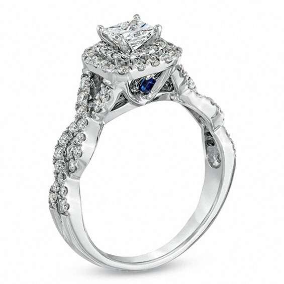 Previously Owned - Vera Wang Love Collection 1 CT. T.w. Princess-Cut Diamond Twist Engagement Ring in 14K White Gold