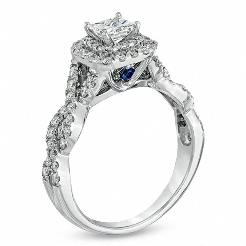 Main Image 2 of Previously Owned - Vera Wang Love Collection 1 CT. T.W. Princess-Cut Diamond Twist Engagement Ring in 14K White Gold