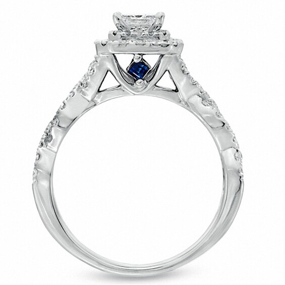 Previously Owned - Vera Wang Love Collection 1 CT. T.w. Princess-Cut Diamond Twist Engagement Ring in 14K White Gold