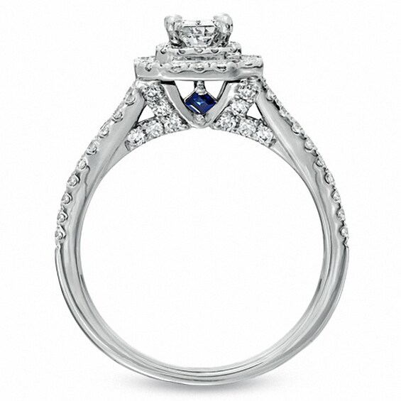 Previously Owned - Vera Wang Love Collection 1-1/3 CT. T.w. Emerald-Cut Diamond Frame Engagement Ring in 14K White Gold