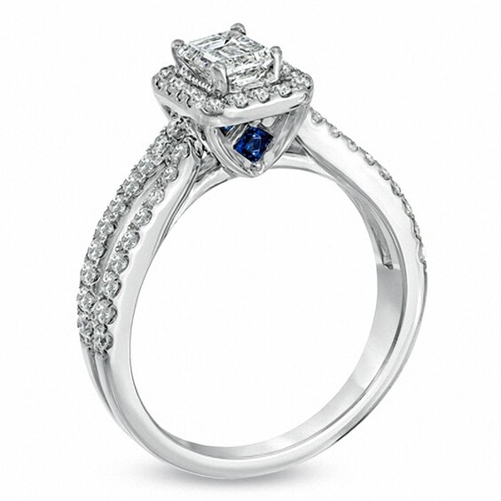 Previously Owned - Vera Wang Love Collection 1 CT. T.w. Emerald-Cut Diamond Split Shank Ring in 14K White Gold