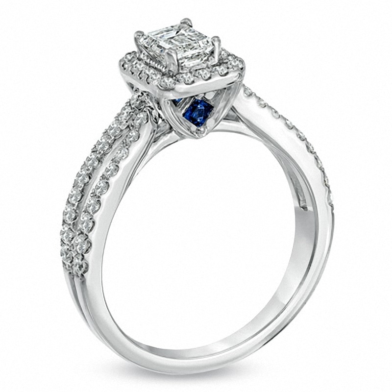 Previously Owned - Vera Wang Love Collection 1 CT. T.W. Emerald-Cut Diamond Split Shank Ring in 14K White Gold