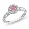 Thumbnail Image 1 of Previously Owned - 1/2 CT. T.W. Enhanced Pink and White Diamond Frame Filigree Engagement Ring in 14K White Gold