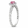 Thumbnail Image 2 of Previously Owned - 1/2 CT. T.W. Enhanced Pink and White Diamond Frame Filigree Engagement Ring in 14K White Gold