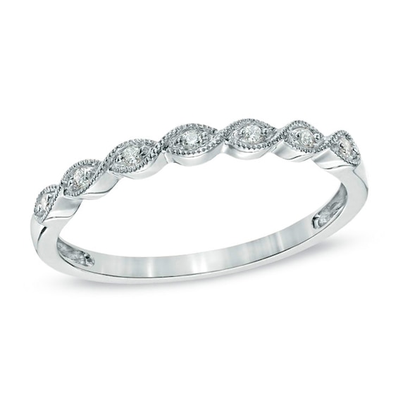Previously Owned - Diamond Accent Milgrain Anniversary Band in 10K White Gold