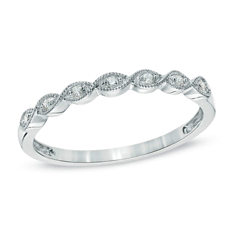 Main Image 1 of Previously Owned - Diamond Accent Milgrain Anniversary Band in 10K White Gold