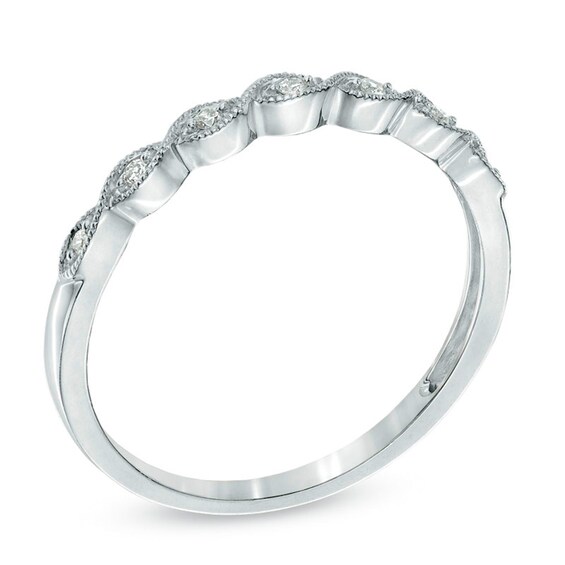 Previously Owned - Diamond Accent Milgrain Anniversary Band in 10K White Gold