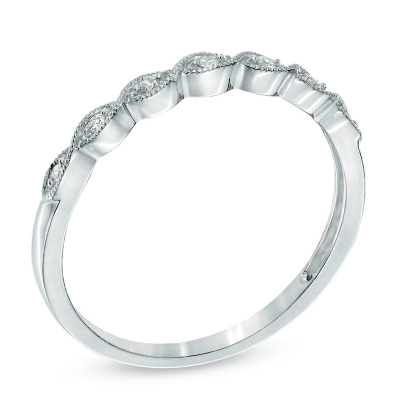 Main Image 2 of Previously Owned - Diamond Accent Milgrain Anniversary Band in 10K White Gold