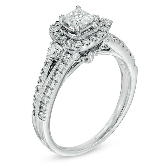 Previously Owned - Celebration Lux® 1-1/4 CT. T.w. Princess-Cut Diamond Engagement Ring in 18K White Gold (I/Si2)