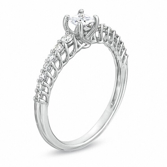Previously Owned - 1/2 CT. T.w. Princess-Cut Diamond Engagement Ring in 10K White Gold