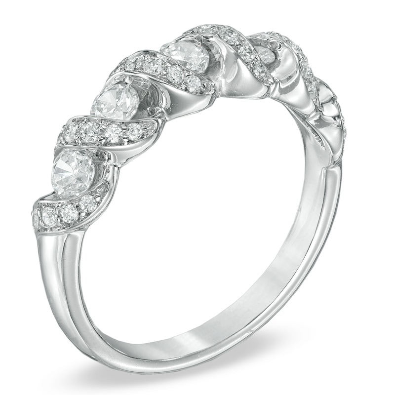 Main Image 2 of Previously Owned - 3/4 CT. T.W. Diamond Cascading Anniversary Band in 14K White Gold